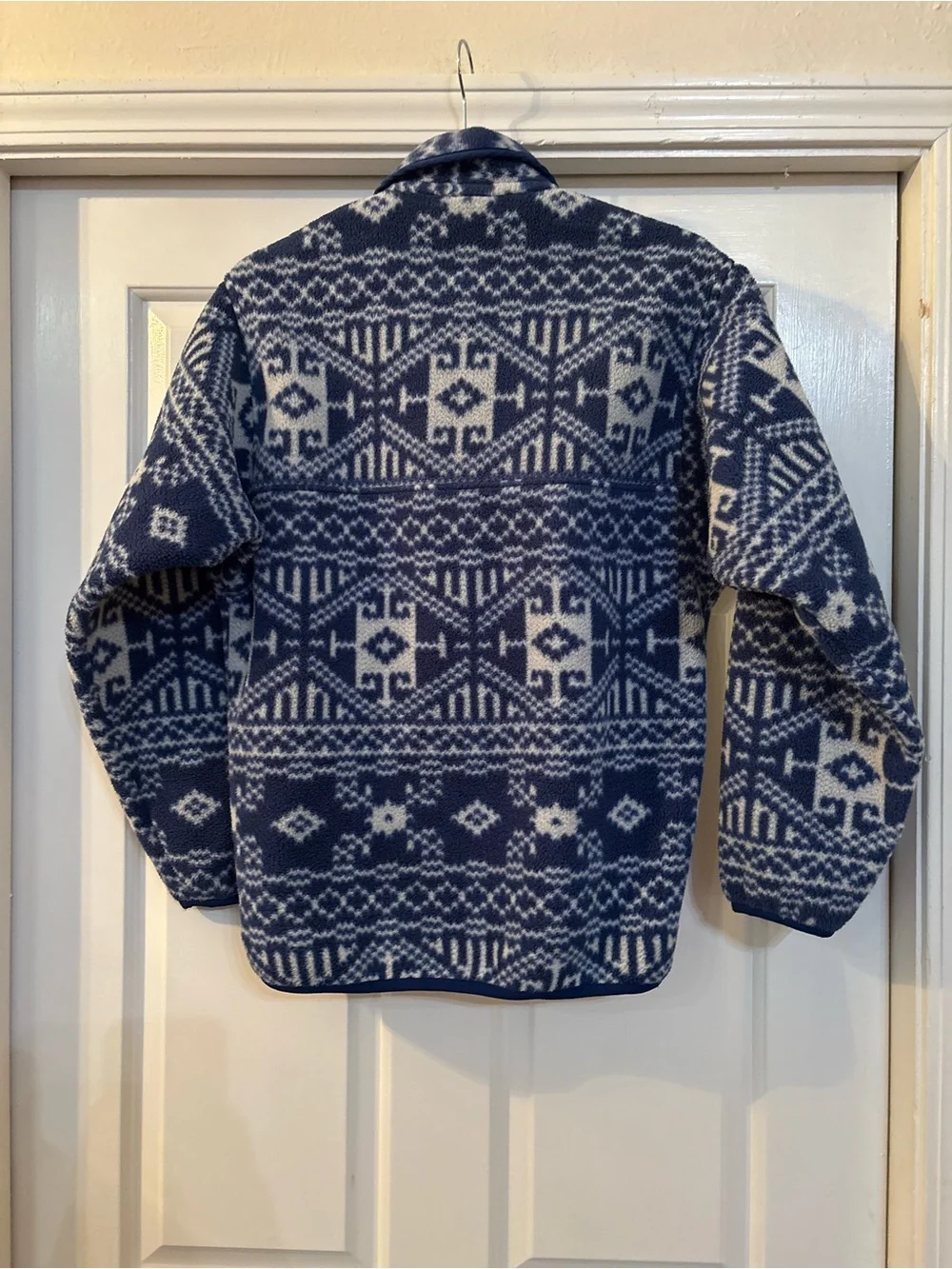 Patagonia Navy & White Geometric Fleece Zip Pullover